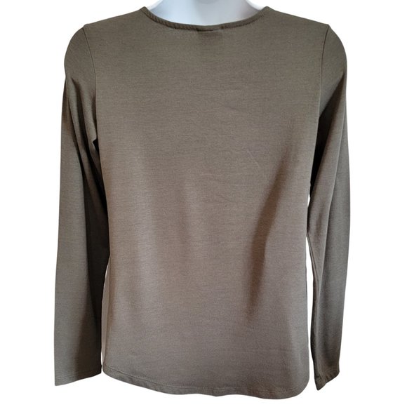 Self Esteem Women's Top Khaki Embroidered Size Small & Faux Tie at Waist (GUC) - Picture 5 of 7